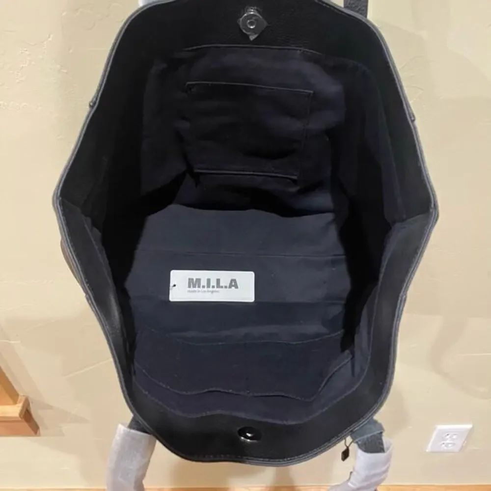 M.I.L.A. Luxury‎ Leather Tote Bag Black Quiet Luxury Career Minimalist Capsule